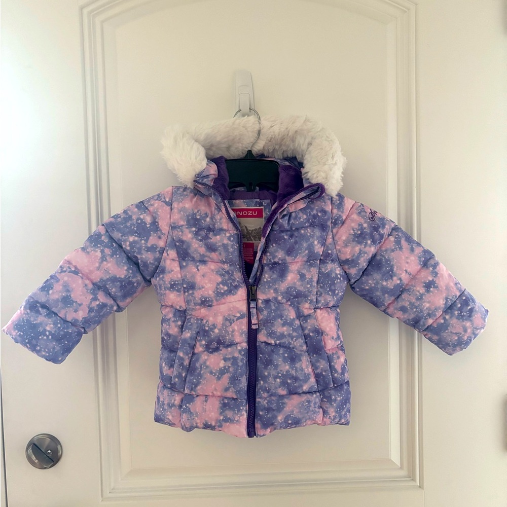 Snowy Purple Pink Galaxy Winter Jacket